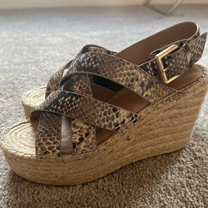 Marc Fisher Alenni Snake-Print Wedge Sandals